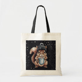 Eichhörnchen mit Tasse und Schnee „Stay Warm“ Tragetasche