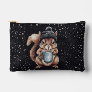 Eichhörnchen mit Tasse und Schnee „Stay Warm“ Zubehörtasche
