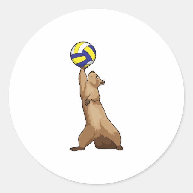 Eichhörnchen mit Volleyball Runder Aufkleber (Vorderseite)