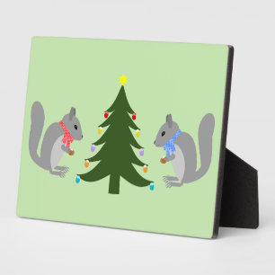 Eichhörnchen mit Weihnachtsbaum Fotoplatte