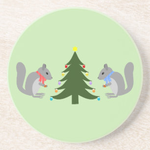 Eichhörnchen mit Weihnachtsbaum Getränkeuntersetzer
