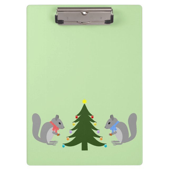 Eichhörnchen mit Weihnachtsbaum Klemmbrett (Vorderseite)