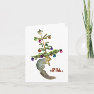 Eichhörnchen mit Weihnachtsbaumkarte Karte