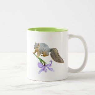 Eichhörnchen mit Wild-Iris-Tasse Zweifarbige Tasse