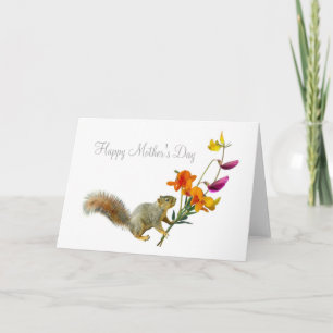 Eichhörnchen mit Wildblumen Muttertagskarte Karte