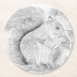 Eichhörnchen Nibbling eine Snack Runder Pappuntersetzer