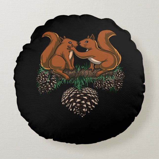 Eichhörnchen Niedliche Waldtiere Rundes Kissen (Vorderseite)