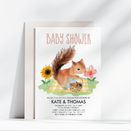 Eichhörnchen Nüsse Picnic Watercolor Baby Dusche Einladung