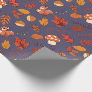 Eichhörnchen, Pilze Nahtlose Herbstumpfpapier Geschenkpapier