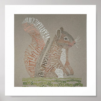 Eichhörnchen Portrait Calligram Poster