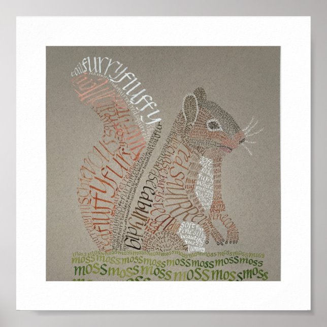 Eichhörnchen Portrait Calligram Poster (Vorne)