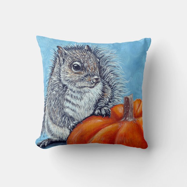Eichhörnchen Pumpkin Painting Kissen (Vorderseite)