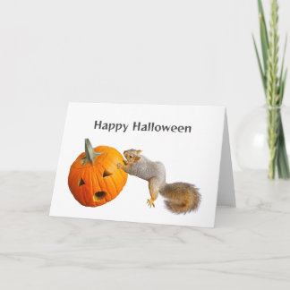 Eichhörnchen Pushing Jack-o-Lantern Halloween-Kart Karte