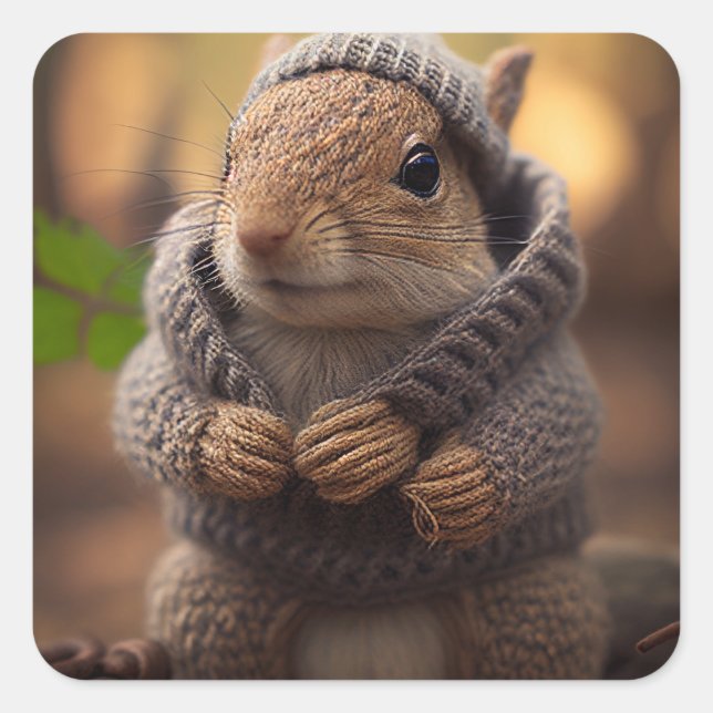 Eichhörnchen Quadratischer Aufkleber (Vorderseite)
