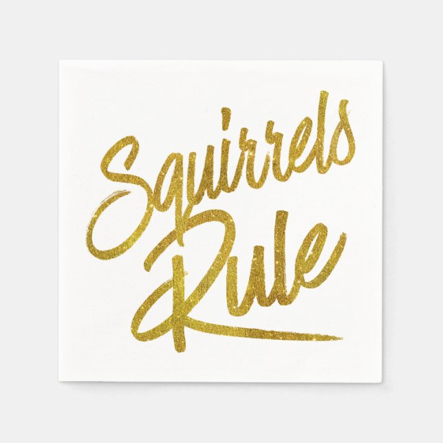 Eichhörnchen Regel Gold Imitate Foil Metallic Glit Serviette (Vorderseite)