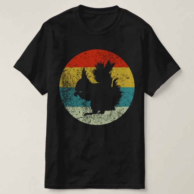 Eichhörnchen retro Vintage Silhouette 70er T-Shirt (Design vorne)