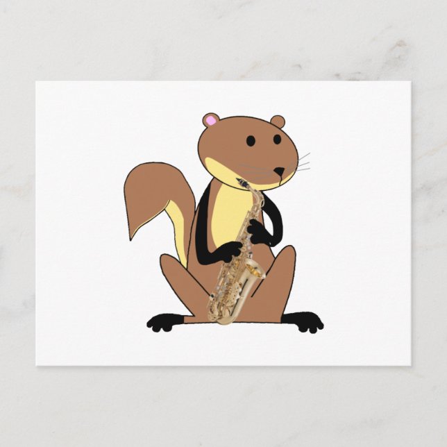 Eichhörnchen Saxophon spielen Postkarte (Vorderseite)