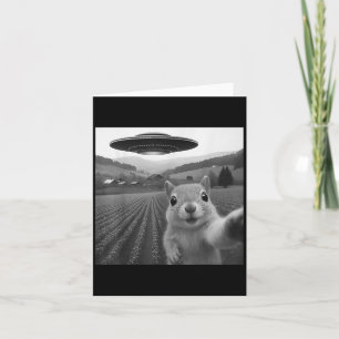 Eichhörnchen Selfie mit Alien Ufo Funny für Männer Karte
