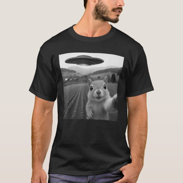 Eichhörnchen Selfie mit Alien UFO Funny Gifts for  T-Shirt (Vorderseite)