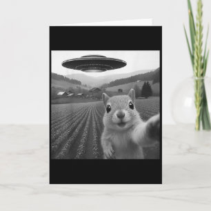 Eichhörnchen-Selfie mit Alien-Ufo Lustige Geschenk Karte