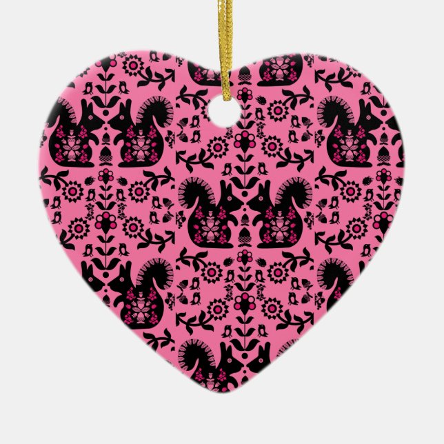 Eichhörnchen Skandinavische Volkskunst Keramik Ornament (Vorne)