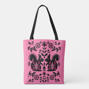 Eichhörnchen Skandinavische Volkskunst Tasche