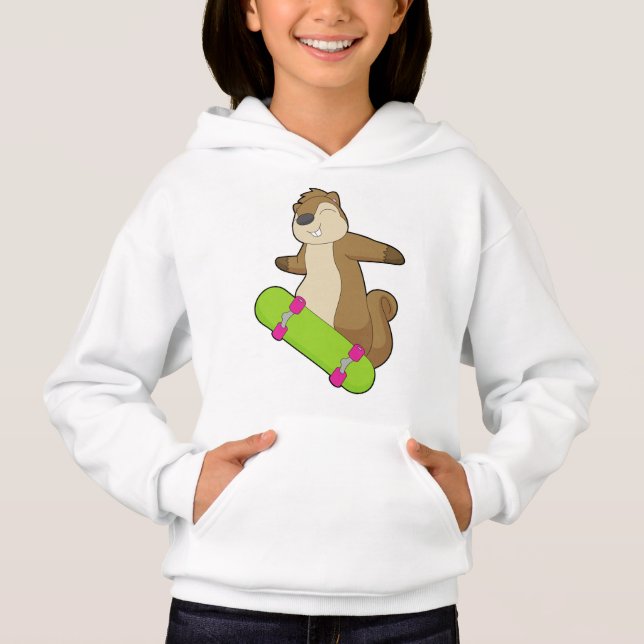 Eichhörnchen Skater Skateboard Hoodie (Vorderseite)