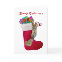 Eichhörnchen-Strumpf Weihnachtskarte