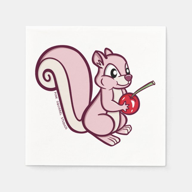 Eichhörnchen-Taschentuch Rosa Serviette (Vorderseite)
