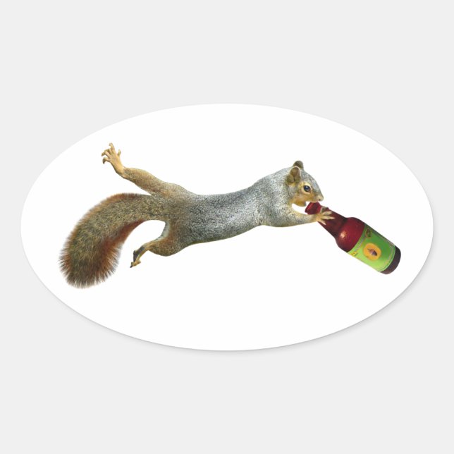 Eichhörnchen Trinkbieraufkleber Ovaler Aufkleber (Vorderseite)