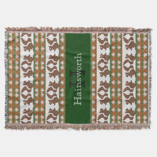 Eichhörnchen und Acorns Fair Isle Monogram Decke (Vorderseite)