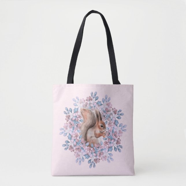 Eichhörnchen und Blumen Tasche (Vorderseite)