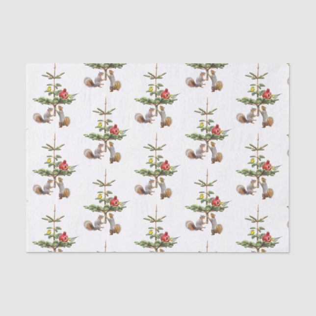 Eichhörnchen und Blumenzwirn Seidenpapier (Vorderseite)