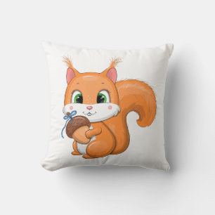 Eichhörnchen und Eichel. Kissen