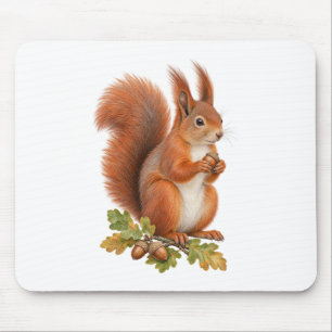 Eichhörnchen und Eicheln für einen warmen Wald-Sch Mousepad