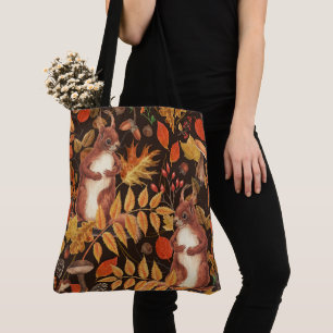 Eichhörnchen und Flora in dunkelbraun Tasche