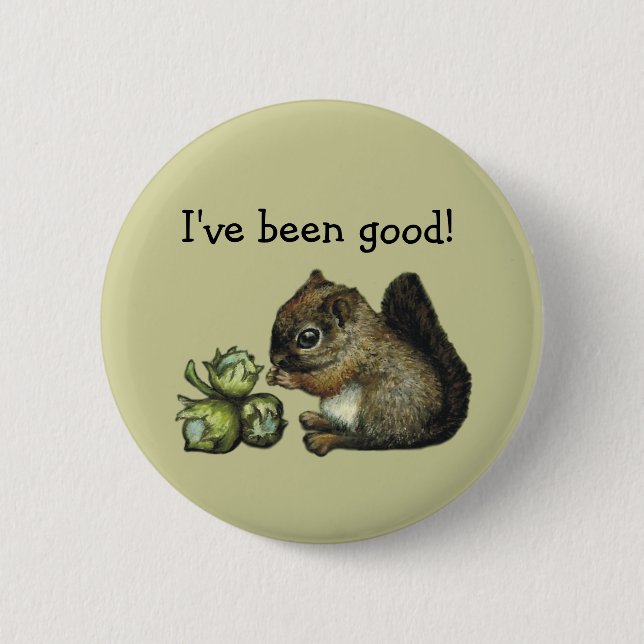 Eichhörnchen und Haselnüsse Button (Vorderseite)