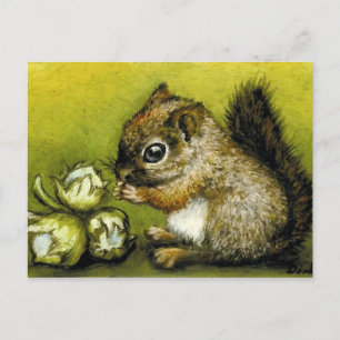 Eichhörnchen und Haselnüsse Postkarte