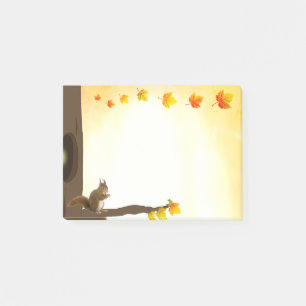 Eichhörnchen- und Herbstlaub-Noten Post-it Klebezettel