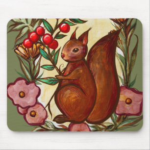 Eichhörnchen und Holly Winter Rote Eichhörnchen Mousepad