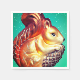 Eichhörnchen und Pinecone Vintage Herbst Wintersch Serviette