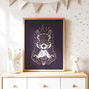 Eichhörnchen Waldtierhörnchenmauer Print Poster