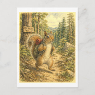 Eichhörnchen-Wanderillustration Postkarte