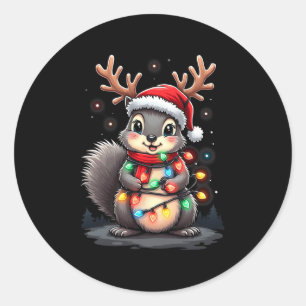 Eichhörnchen Weihnachten 2024 mit Licht & Lampe; U Runder Aufkleber
