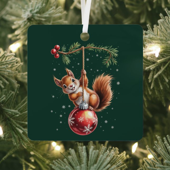 Eichhörnchen Weihnachten Winter Snowflakes Winteru Ornament Aus Metall (InSitu)