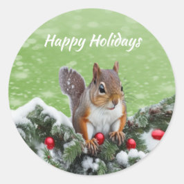 Eichhörnchen Weihnachtsaufkleber Runder Aufkleber