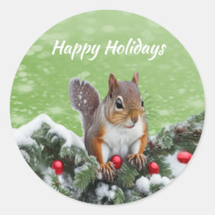 Eichhörnchen Weihnachtsaufkleber Runder Aufkleber