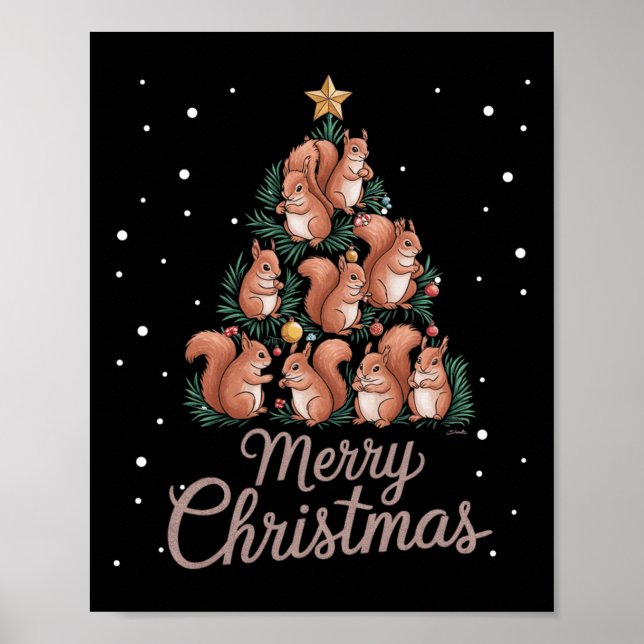 Eichhörnchen Weihnachtsbaum 1 Poster (Vorne)