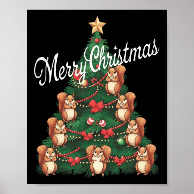 Eichhörnchen Weihnachtsbaum Poster (Vorne)