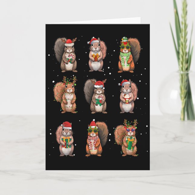 Eichhörnchen Weihnachtsbeleuchtung Dekor Lustiges  Karte (Vorderseite)